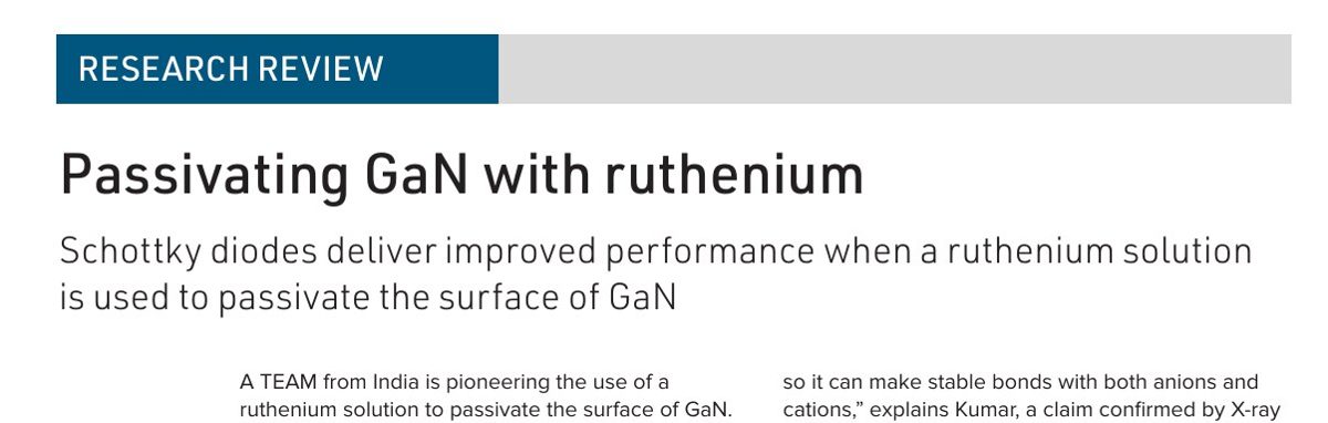 Compound Semiconductor Research Review page headed "Passivating GaN with ruthenium"