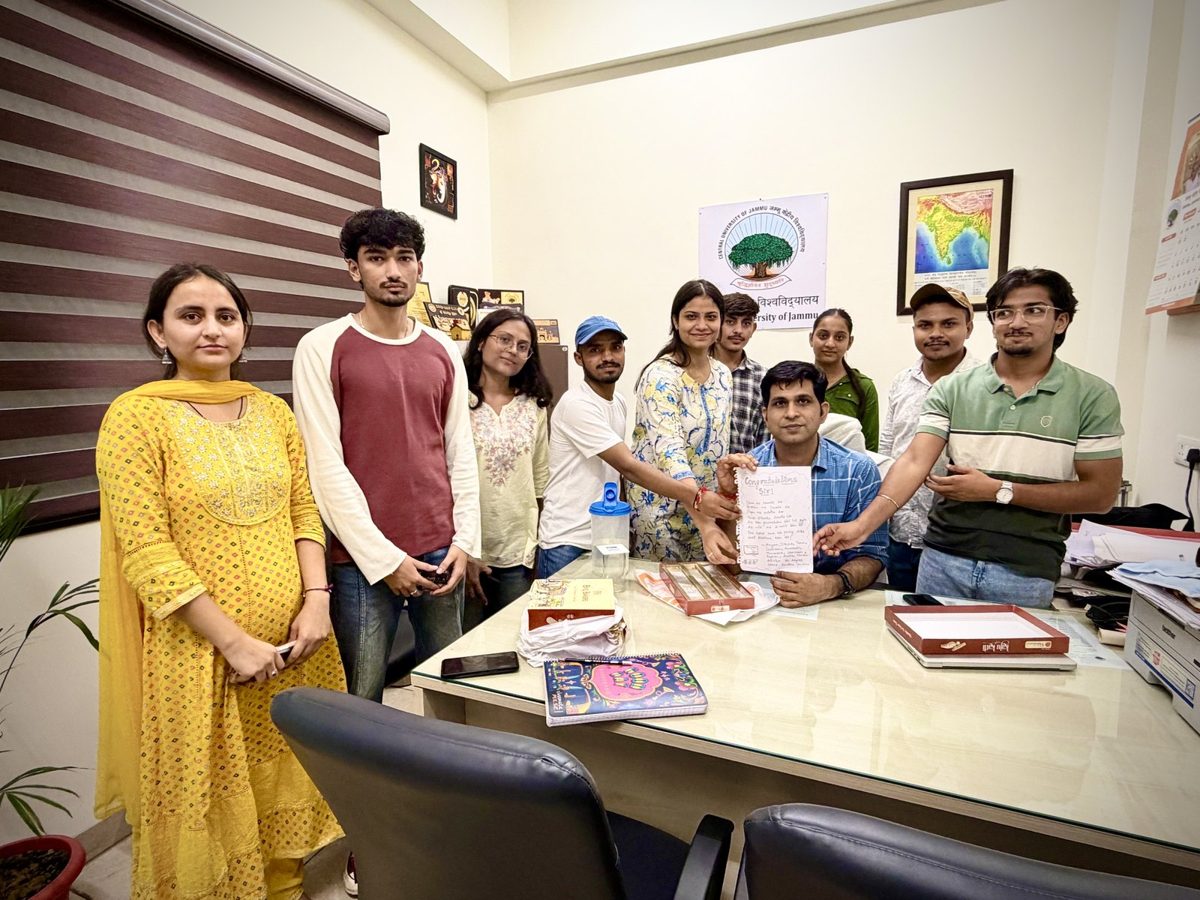 The group in the departmental office during the celebration