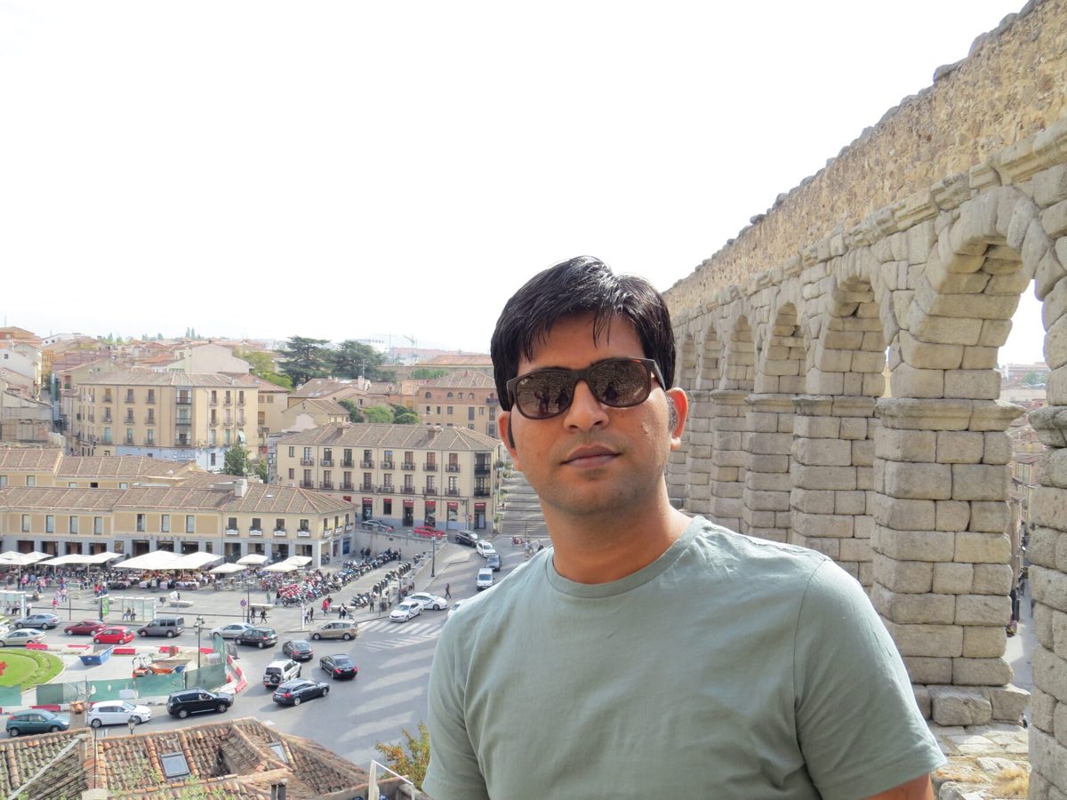 Prof. Ashish K Sharma at Segovia Roman Aqueduct, Spain, 2017